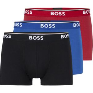 HUGO BOSS Power trunks (3-pack) - heren boxers kort - rood - kobalt - zwart - Maat: S