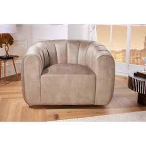 Draaibare design fauteuil BABYLON champagne fluwelen lounge cocktailstoel - 43529