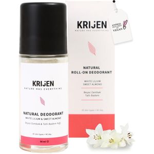 Krijen White Lily & Grape Seed Roll-On Deodorant – Aluminiumvrij & Vegan – Tegen lichaamsgeur & verkleuring – Zacht voor de huid & laat geen residu achter – Voor vrouwen & mannen – 50 ml