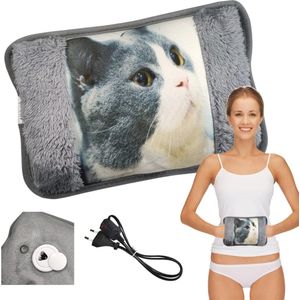 Elektrische Warmwaterkruik met Pluche - Handwarmer en Voetwarmer voor Spierpijn en Rugpijn - 500W