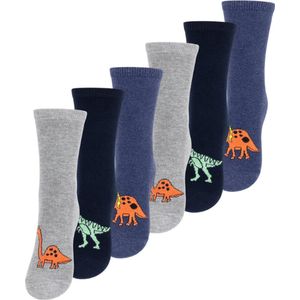 6 paar Jongenssokken met Dinosaurusprint - Maat 23-26
