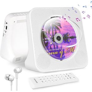 Draagbare CD-speler met Bluetooth en FM-radio, multifunctionele speler voor thuis met ingebouwde HiFi-luidsprekers en afstandsbediening