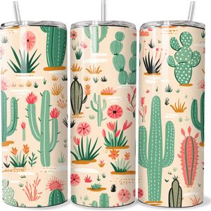 KadoDash - Tumbler - Drinkbeker - Isolatiebeker - Waterfles - Cactus