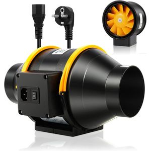 Rookafzuiging buisventilator 100 mm regelbaar inline kanaalventilator met afvoerventilator 230 V EU-stekker + 15 m netsnoer - voor badkamer, kantoor en groeiruimtes