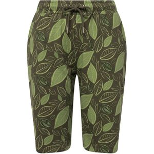 Janet & Joyce Janet & Joyce - Dames - Sweatshort all-over motief elastische tailleband - Vijvergroen - Maat 42