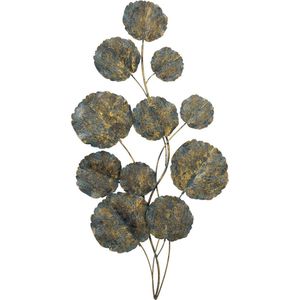 Wand deco - 115cm - Goud/groen kleur - Metaal - Bloem