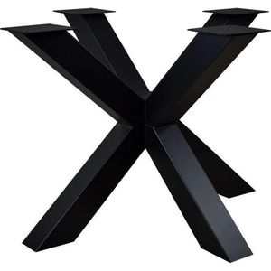 Zwarte vierkanten stalen matrix tafelpoot hoogte 72 cm en breedte/diepte 100 cm (koker 10 x 10)