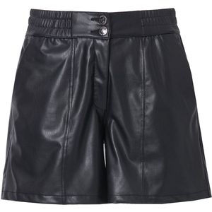 MIAMODA MIAMODA - Dames - Short wijde pijpen leerlook - Zwart - Maat 52