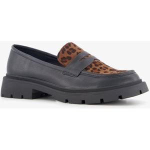 Nova dames loafers met panterprint details zwart - Maat 40