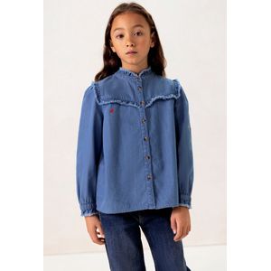 Sissy-Boy - Blauwe denim ruffle blouse