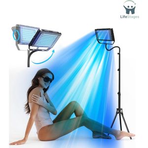 LifeStages - Zonnehemel - Zonne-Energielamp Home - 50W Zonne-Energielamp Voor Gezicht En Lichaam - 2 Modi Constant + Pulserend 5 Helderheidsniveaus - Gezichtsbruining Daglicht Thuis