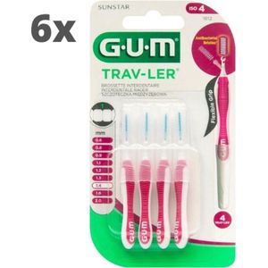 GUM Travler ragers Roze 1.4mm - 6 x 4 stuks - Voordeelverpakking