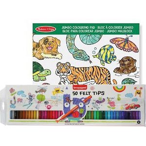 Wilde dieren kleurboek van 50 paginas met 50x Topwrite viltstiften set - Cadeau voor kinderen van alle leeftijden