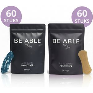 Be Able Neusstrips & Mondtape Bundel – 60+60 Stuks – Anti Snurk Slaapstrips – Neusspreider – Mouth Tape & Nose Strips Set – Huidvriendelijk – Beter slapen