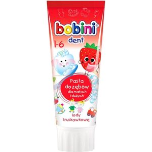 Bobini Dent Tandenpasta Kinderen 1+ – Aardbeienijs Smaak – Fluoride 500ppm – 75ml – Anti-cariës – Zachte formule