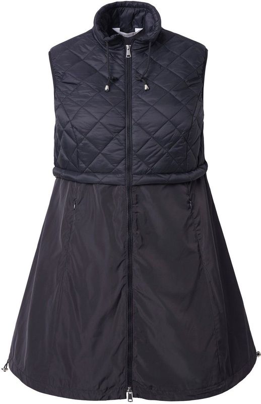MIAMODA MIAMODA - Dames - lange doorgestikte bodywarmer doorgestikte en geweven stof - Zwart - Maat 42