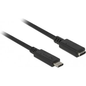 Premium USB-C naar USB-C verlengkabel - USB3.2 (tot 10 Gbit/s) - PD tot 20V/3A - video tot 4K 60Hz / zwart - 1 meter