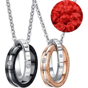 Eternal Love Ketting Set + Rozenblaadjes = Valentijn Cadeautje voor Hem en Haar - Cadeau voor Man - Mannen Cadeautjes Accesoires