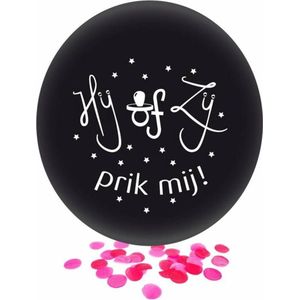 Partyxplosion - Gender reveal ballon ROZE - Hij of Zij - Prik mij- 60cm
