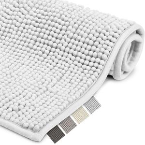 Chenille Badmat - antislip, warm, geschikt voor vloerverwarming - 1 stuk - beige - chenille - 50x80 cm