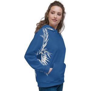 Unisex Hoodie - design Tiger Power Up – krachtige uitstraling – comfortabel - zacht - klassiekblauw wit - maat S