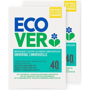 Ecover - Waspoeder Universal - Voordeelverpakking 2 x 3 kg - Krachtige vlekverwijdering vanaf 30 °C - Geschikt voor witte én kleurvaste was & vermindert pluis
