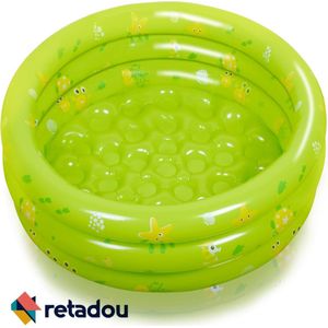Retadou - Kinderbadje voor kinderen, 85 x 30 cm, opblaasbaar zwembad, 3-ringen, kinderzwembad, kinderbadje, rond, kinderzwembad, familiezwembad voor binnen en buiten (groen)