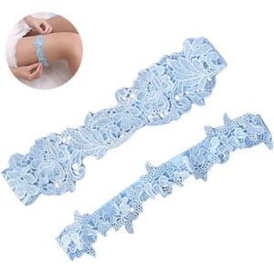 2 Stuks Bruid Kousenband Set – Kant Garter – Dijomtrek 40-60 cm – Bruidsaccessoires – Bruiloft Accessoire Dames – Blauw