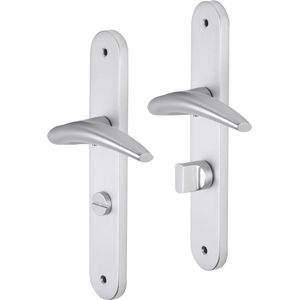 Impresso Windsor Deurklink – Deurbeslag – Ovaal – Deurschild met Schroeven en Toiletsluiting – Aluminium