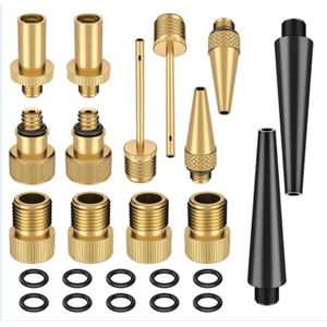 Fietsventieladapter - Koperen ventielset - Goede afdichting - Voor AV, DV & SV pompen - Universele fietspomp accessoire - Voor fietsers - Messing - 1 set