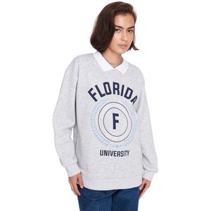 Trendyol Lichtblauwe Bedrukte Polokraag Van Dikke Fleece Aan De Binnenkant Van Gebreid Sweatshirt Twoaw23Sw00113.