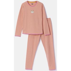 Woody pyjama meisjes/dames - roze/geel - kat - 252-10-PZG-Z/927 - maat M