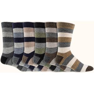 Wollen sokken | Alpacawol | Gestreept | Diverse kleuren en maten | 6 paar