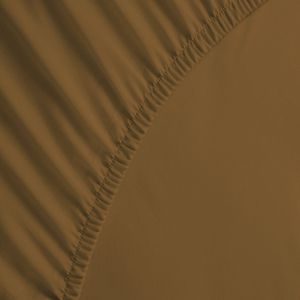 Yellow percale katoen hoeslaken bruin - lits-jumeaux (180x210/220) - natuurlijk materiaal - slijtvast en duurzaam