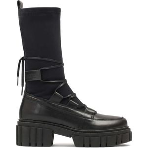 Avant-gardistische dames enkellaarsjes met sokbovenwerk en stevige zool