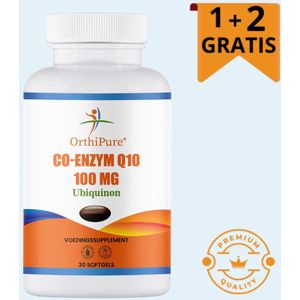 OrthiPure - Co enzym - Q10 - 100mg - 30 softgels - 1+2 Gratis - hoogwaardige Ubiquinon - Energie - hartgezondheid -tegen vermoeidheid - antioxidant - spierherstel