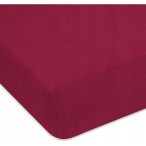 Hoeslaken Badstof 160x200cm - Bordeaux Rood - Met Elastiek
