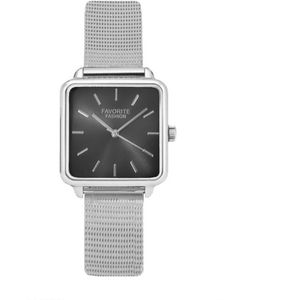 Adoree Silver / Black Mesh Horloge | Zilverkleurig | Mesh Band | Ø 36 mm | Favorite Fashion