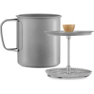 Titanium beker met RVS French press - 750ml - French press koffiezetapparaat Ø 9,5 x 11 cm - koffiezetapparaat om te persen - ook voor thee