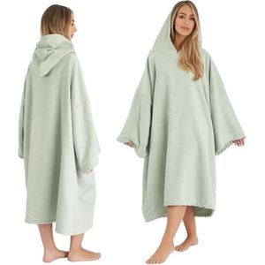 Sage Groen Premium Poncho Volwassen Hooded Bad Zwemmen Surf Strand Absorberende Microfiber Droog Veranderende Gewaad voor Mannen Jongens Sneldrogend ""Sage Groen