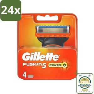 Gillette - Fusion 5 Power - Langdurige scherpte - 4 Navulscheermesjes - Voordeelverpakking - 24 stuks - Scheermes - Scheermesjes voor mannen