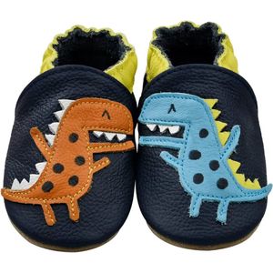 Steppies Babyslofjes Leer - Dino - Maat 20-21 (12-18 maanden, 13 cm) - met Suède Zool