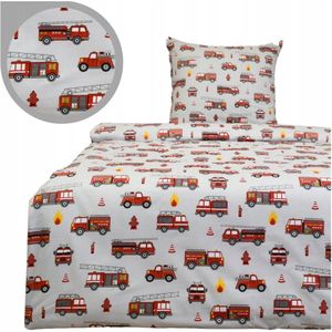 Kinderbeddengoed 160x200 Brandweer Grijs Katoen met Rits