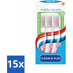 Aquafresh Tandenborstel Clean & Flex Medium 3 stuks per verpakking - Bulkverpakking - 15 stuks