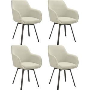 tectake® Draaibare eetkamerstoel Alicon - Gestoffeerd - Stijl en comfort in één - Eetkamerstoel - Bureaustoel - Woonkamerstoel - Fauteuil - Set van 4 - Beige