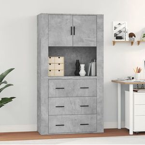 The Living Store Buffetkast - Betongrijs - 80 x 33 x 70 cm - Wandgemonteerd