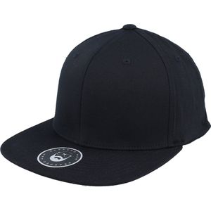 Hatstore- Badge Logo Back Black Flat Brim Fitted - Bearded Man Cap