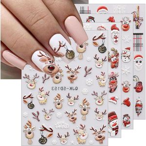 Green Glow - 3D Kerst Sneeuwvlok Winter Vakantie Nail Art Sticker - 4 Vellen Nagelsticker Zelfklevend Nagel Decoratie met Kerst Thema