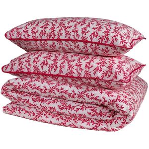 Luxe Beddengoedset - Minimalistisch Bloemendesign - 1 stuk - Magenta/Roze/Wit - 100% Katoen - 155x220 cm