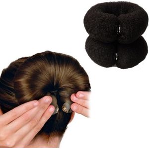 2pcs Magic Bun Maker - Hair Styling - Donut Ring Styler - Hair Bun Maker Twist Ring Former - Shaper Sponge Donut Bun Shaper - Haar Curling Iron (Black)